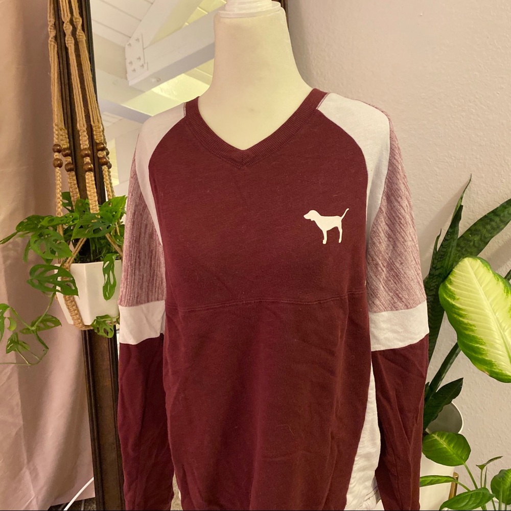 VS PINK Burgundy VNeck Sweatshirt